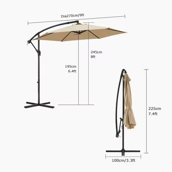 3 Meters Outdoor Patio Garden Terrace Sun Umbrella featuring Round Design for san-15