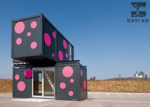 Quality Pink And Black Prefabricated Container House Temporary Dormitory With Internal Stairs wholesale
