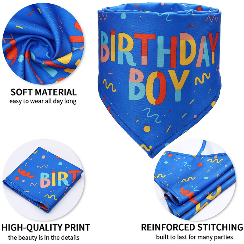 Dog Birthday Stocked Occasion Bandana Bone Chew Toy Set Pet Custom Printed Bandanas