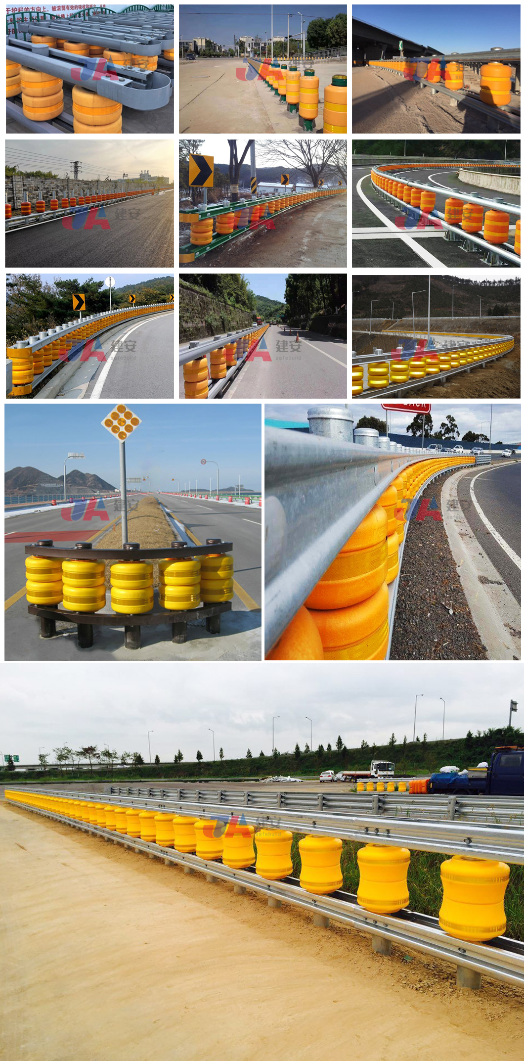 Save Volume Road Traffic Safe Guardrail Roller Barriers In Customized Design