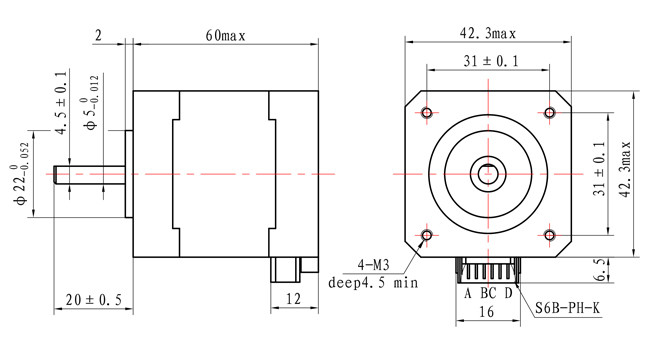 Casun NEMA 17 High Torque Micro Stepper Motor 2 Phase 1.8 Degree