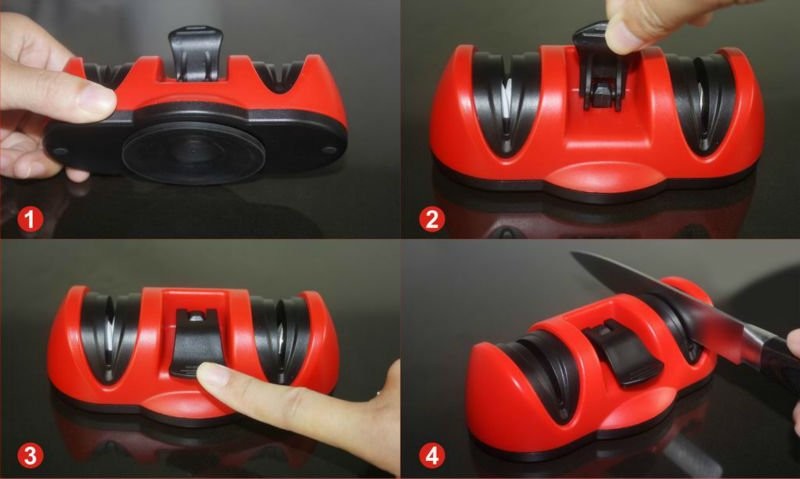 Tear Resistance Plastic Vegetable Cutter Kitchen Knife Sharpener With Suction Pad