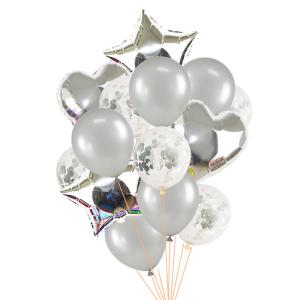 Quality 14pcs/set 18inch Heart Star Foil Balloons 12inch Latex Confetti Helium Air Ball Globo Multicolor Wedding Birthday Party wholesale