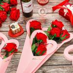 Handmade Custom Heart Bouquet Floral Arrangement Packaging Kraft Paper Box Bag