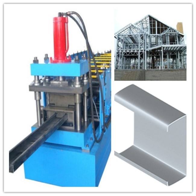 C Channel Purlin Roll Forming Machine With Mitsubishi PLC , Sheet Metal Rolling Machine