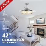 Home Hotel Office 42" Blade Size Ceiling Fan with Low Energy Crystal Light and