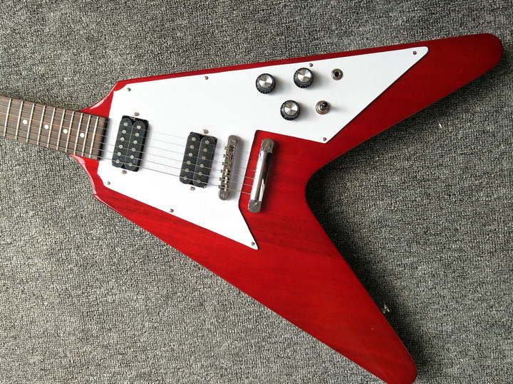 Red Unusual Shaped Flying V Electric Guitar,Rosewood Fingerboard