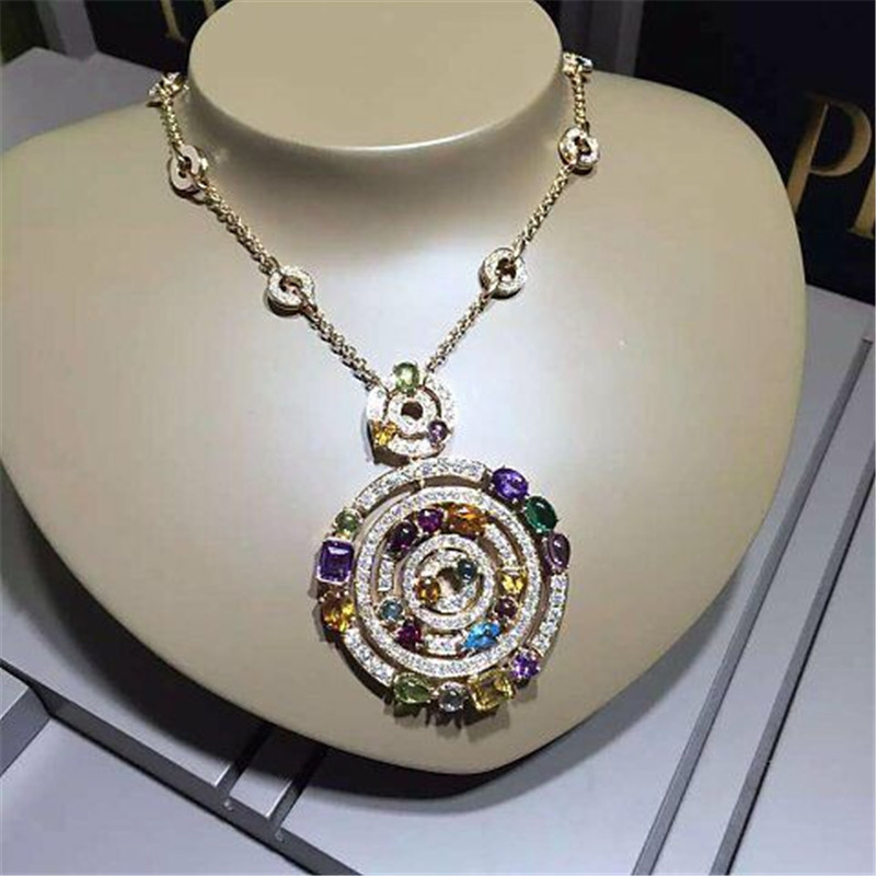 Luxury jewe factory necklace 18k gold white gold yellow gold rose gold gem diamond necklace