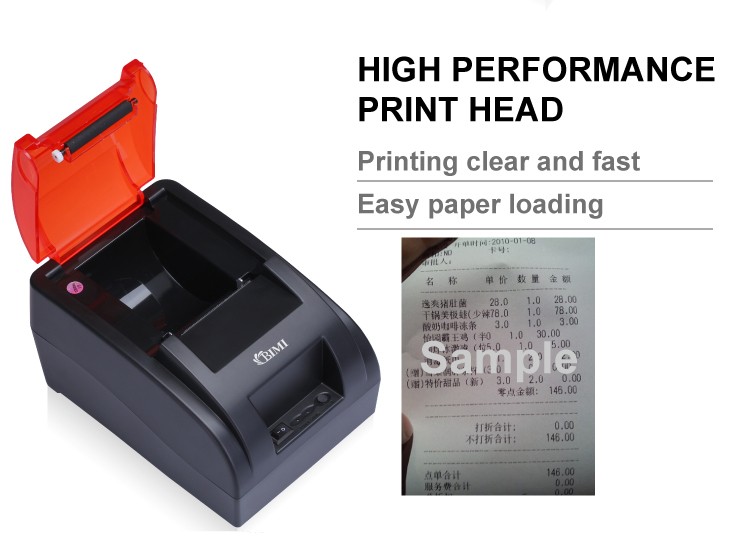 TP-58H 2 Inch 58mm Thermal Receipt Printer with Black Color and Paper