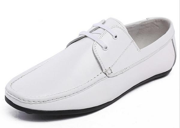 White Cow Leather Business Casual Shoes , Original Design Modern Mens Slip On