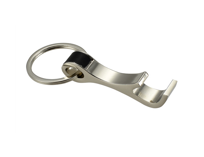 PU Leather Engraved Metal Bottle Opener Nickel Plating With Zinc Alloy Keyring