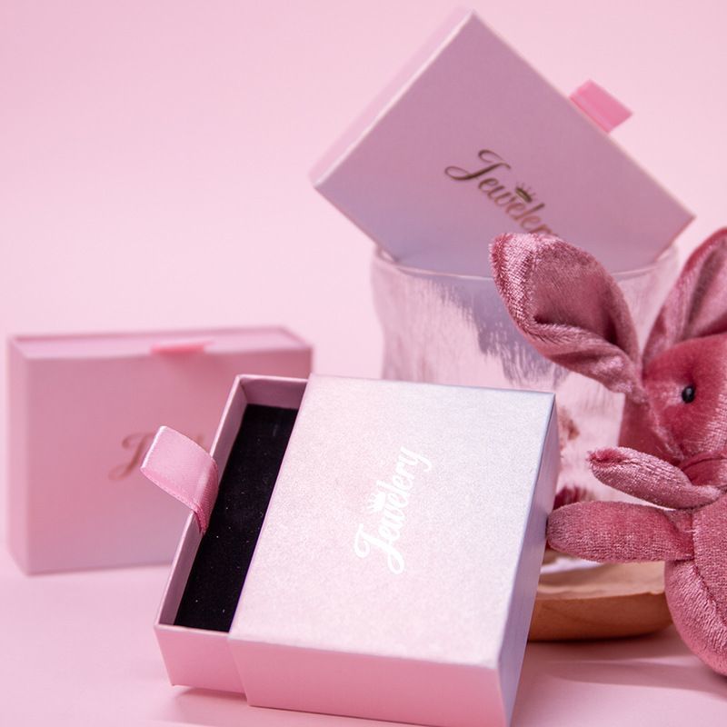 Upper and Lower Cover Ring Earring Necklace Pendant Jewelry Bracelet Set Gift Packaging Box with Ribbon and Foam Insert