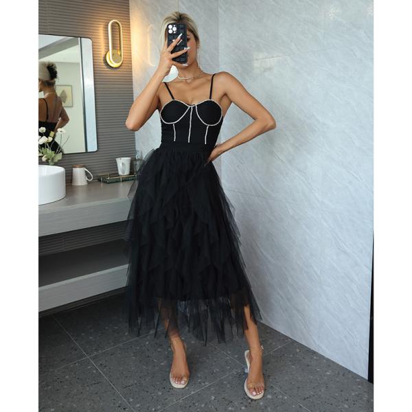 Black Strapless Layered Tulle Sexy Party Dress Unleash Inner Glamour With Solid