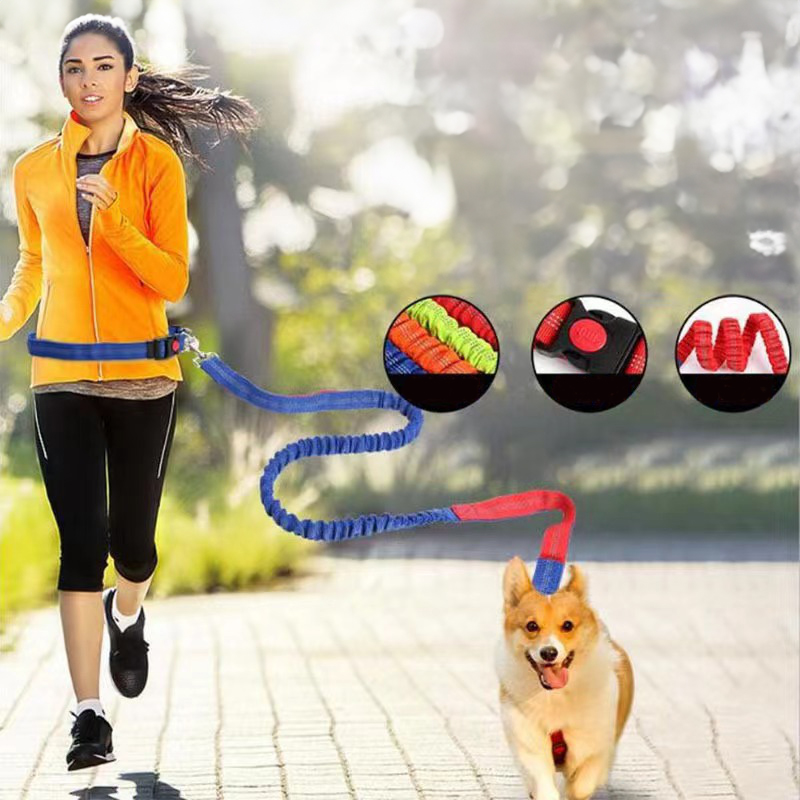 Adjustable Hands-Free Pet Dog Running Leashes Custom Logo Long Waist Double Nylon Rope