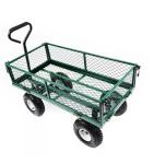 Green Heavy Duty Metal Gardening Trolley Trailer Cart for Convenient Garden