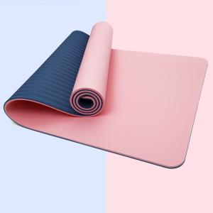 Quality Two Color TPE 0.61m Workout Yoga Mat 2 Inch Thick Rapid Resilience wholesale
