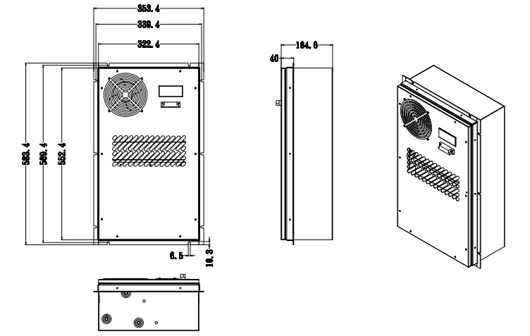 ip55 small cabinet air cooler 48v DC enclosure air conditioner 500W