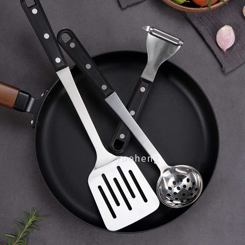 7PCS Kitchen Utensils Cooking Tool Accessories Stainless Steel Utensil Set Tools with pOM handle