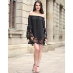 sexy flounce off shoulder lace trim chiffon ladies' black and white tops