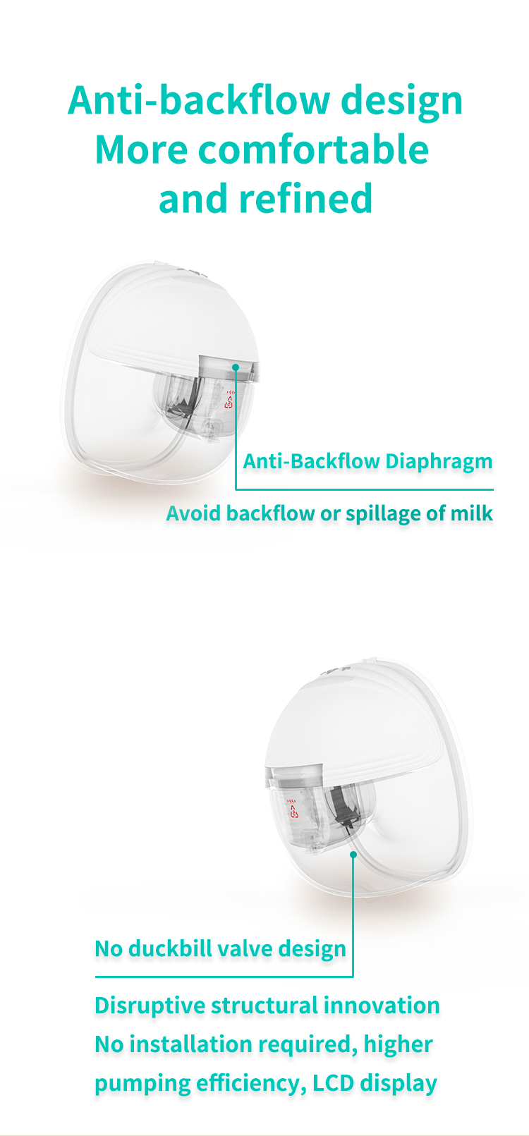Electric Driven Breast Pump Set One Piece Portable Breast Pump Hands Free Breastfeeding Pumps