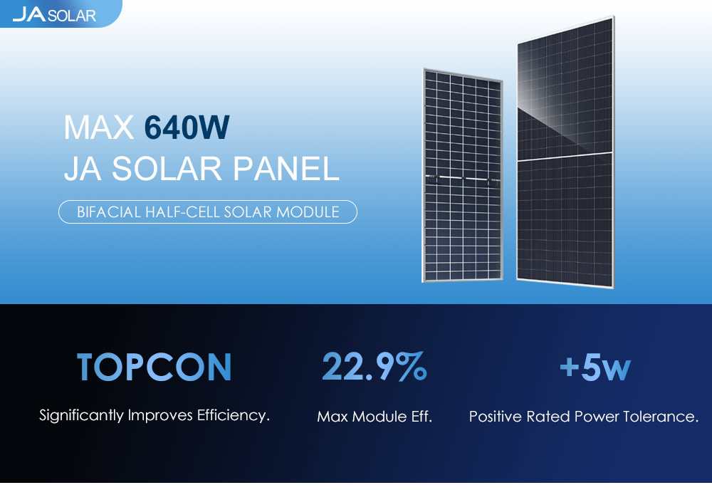 CE TUV IEC Certified Full Black Bifacial 620W N-Type Monocrystalline JA Solar Panel