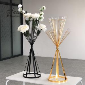 Quality Gold Wedding Flower Vase Stand Chic Wedding Centerpieces Glass Metal Column 100CM wholesale
