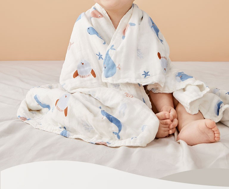 Untwisted Four Layer Printed Gauze Fabric 220GSM Baby Blanket Soft Feeling