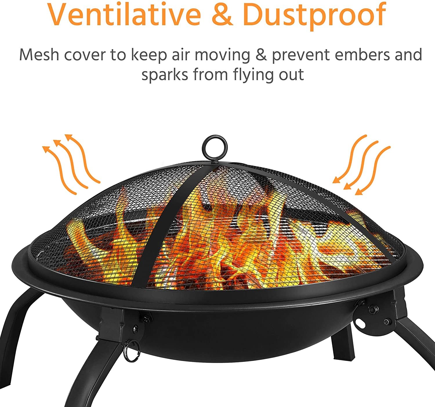 22in Folding Charcoal Fire Pit BBQ Fireplace With Steel Grill For Outdoor Camping