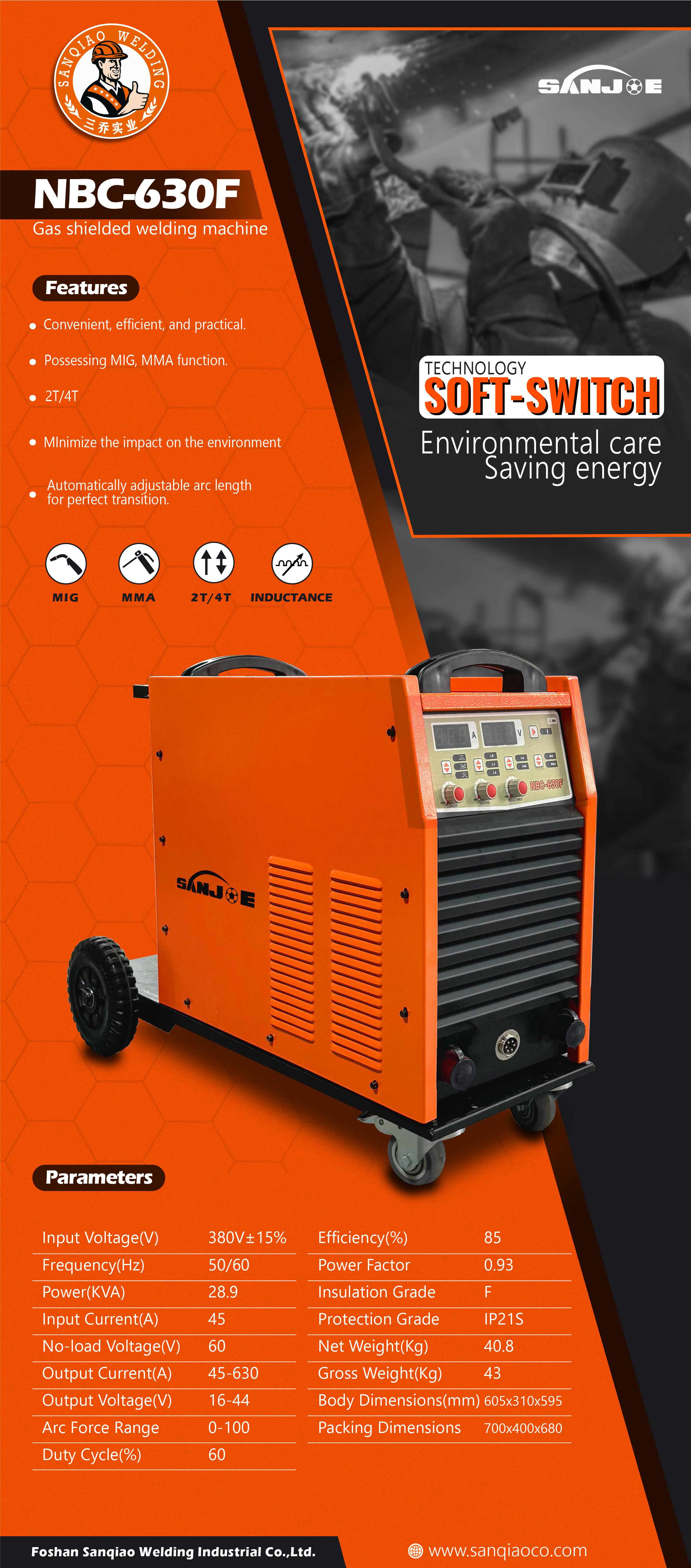 Separated Wire Feeder NBC-630F MIG Welding Machine Multi process Welder with 8.5 MTR Cable