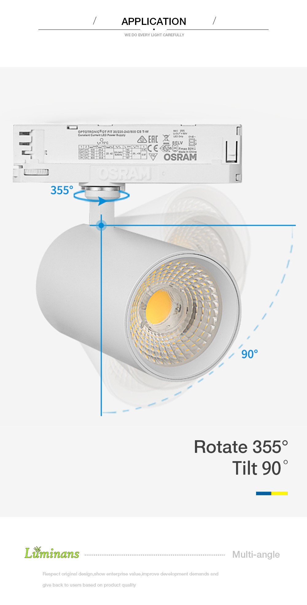 Flicker Free IP20 COB LED Track Spot Light 15W Durable For Bathroom