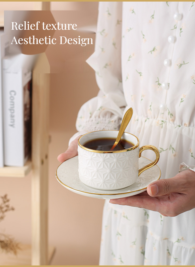 Packaged in Box Luxury White Tea Set with Elegant Bamboo Mugs and Modern Ceramic Cups