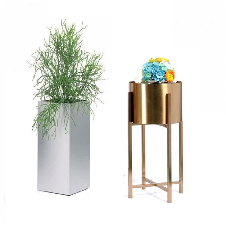 Luxury gold indoor small flower pot with stand removable