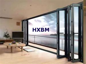 Quality Large Opening Double Glazed Folding Door Wood Color Aluminium Frame Bifold Doors wholesale