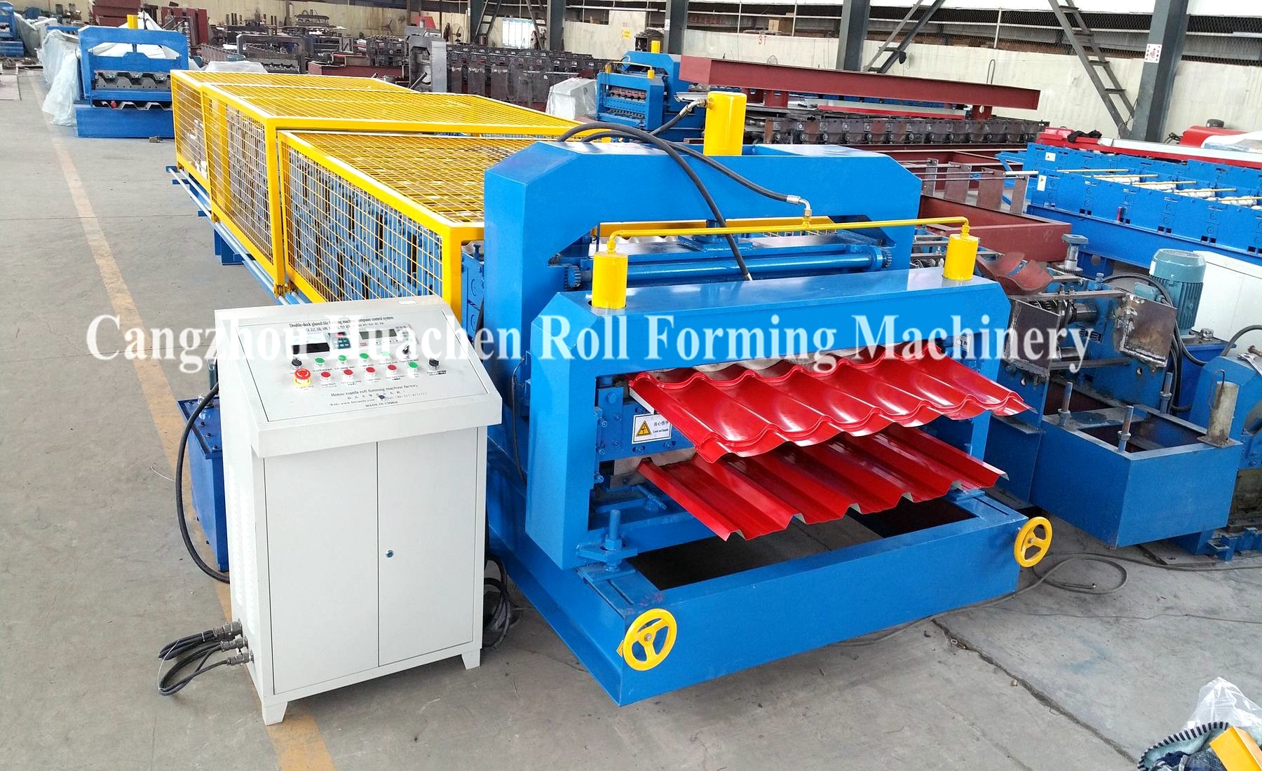 1250 mm Galvanized Sheet Roll Forming Machine 5.5kw Power , Tile Steel Making Machine