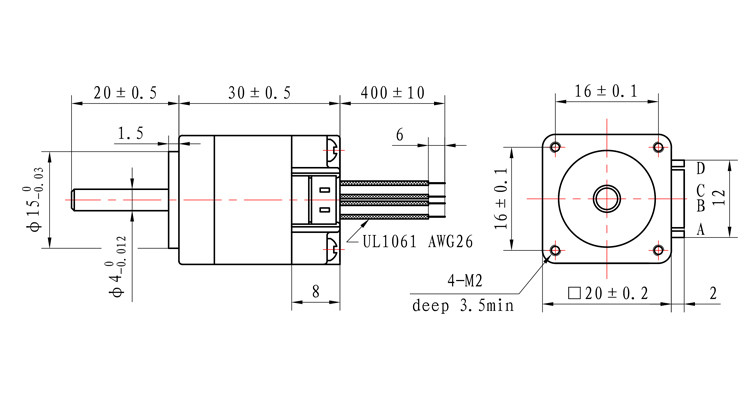 0.6A 3.9V Mini Stepping Motor 20*20*30mm Nema 8 For Medical Equipment