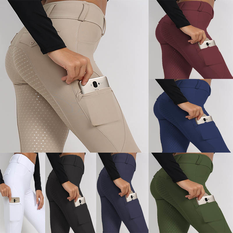 Full Seat Silicone Horse Riding Pants / Equestrian Leggings With Phone Pocket