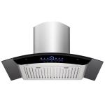 Stainless Steel Glass Arc Chimney Hood Low Noise Electric Kitchen Range Hood