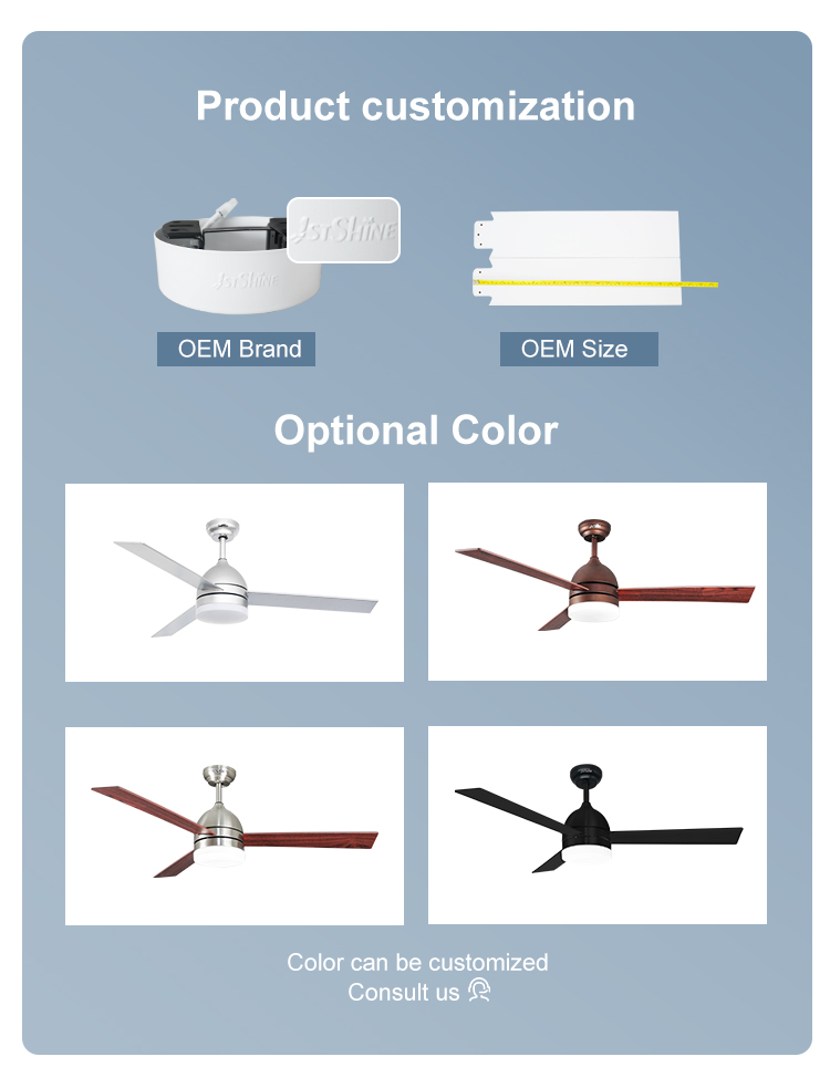 52 Inch Multi Color Ceiling Fan with Remote Control and LED Light Function