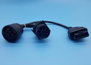 Quality Black Deutsch 9 Pin J1939 Female to J1962 OBD-II 16 Pin Female and J1939 Male Split Y Cable wholesale