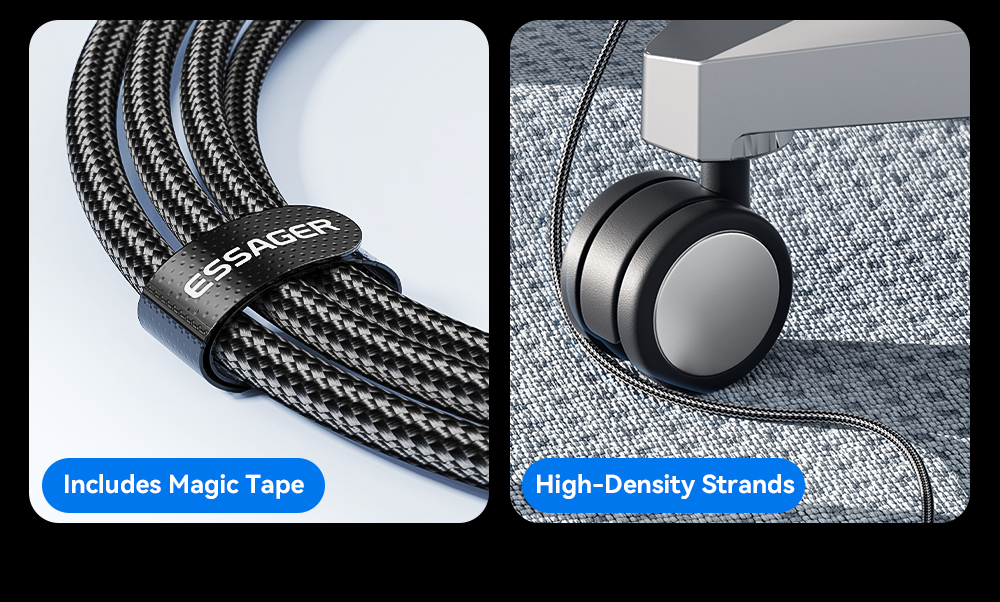 ESSAGER ES-X45 Series 100W Data Cable Charging Cable USB C to USB A