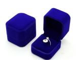 Blue Flocked Jewelry Velvet Box Bracelet / Ring Glossy Varnishing Gift Boxes