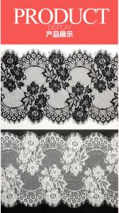 Quality eyelash lace border/lace edged lace/soft lace with Bkack Ivory Double Color wholesale