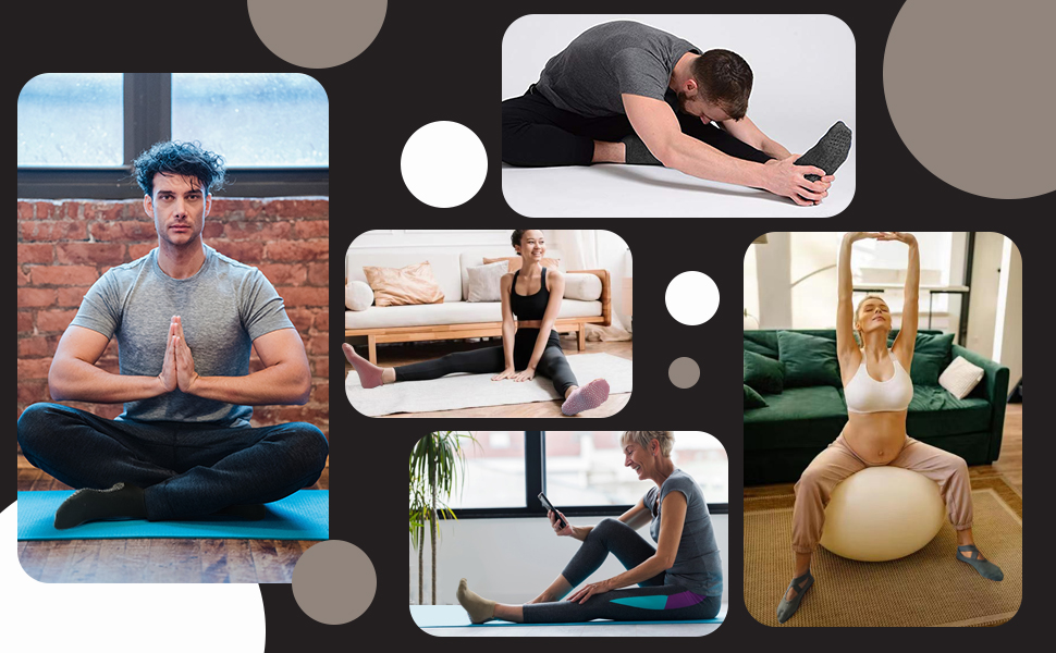 Diabetic Adults Men Women 4 Pairs Unisex Grip Socks for Yoga Home Workout Barre Pilates Hospital Non Slip