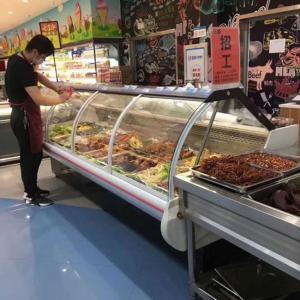 Quality 2000mm Wide Refrigerated Deli Display Fridge Meat Display Counter Carel Digital Thermostat wholesale