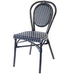 1.5mm Thick Aluminium Tube Black Bistro Dining Chairs
