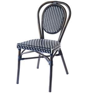 Quality 1.5mm Thick Aluminium Tube Black Bistro Dining Chairs wholesale