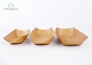 Quality Boat Shaped Kraft Paper Takeaway Boxes Handmade Appearance For French Fries wholesale
