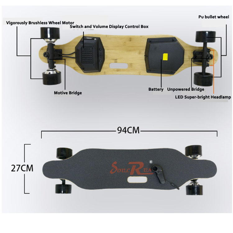 Mens Custom Electric Longboard For Adults 36V 4.4AH 10S2P Lithium Ion Battery