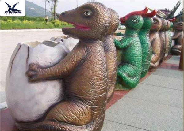 Dinosaur / Animal Life Size Fiberglass Statues Garbage Can Model Road Beautifica