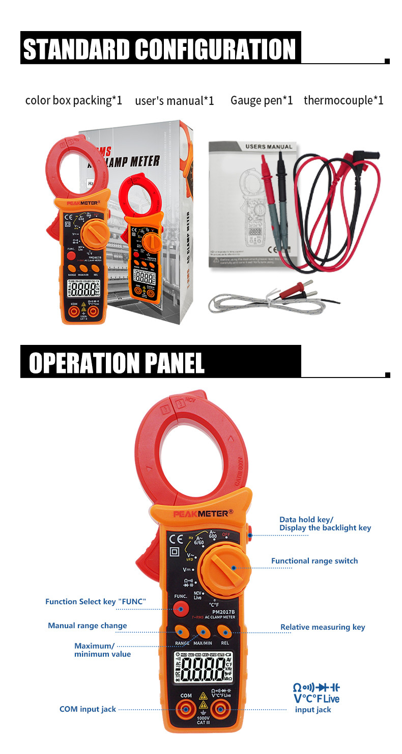 Advanced Digital AC Clamp Meters With NCV Non-Contact Voltage Detaction And Ture RMS